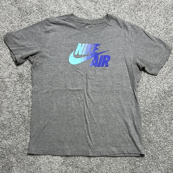 Nike Air Gray Tee with Blue and Teal Logo - Picture 1 of 5